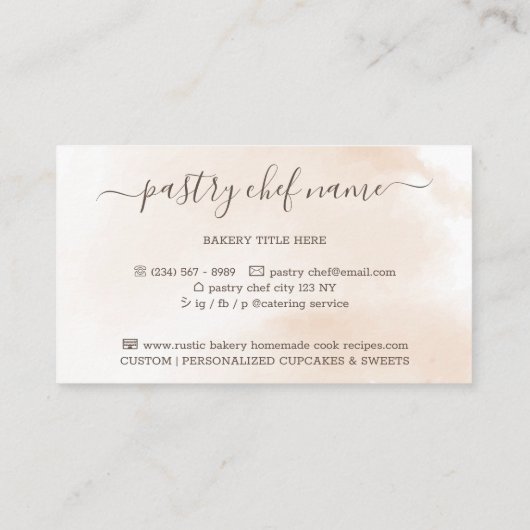 Carte De Visite Chef Rolling Pin Bakery (Dos)