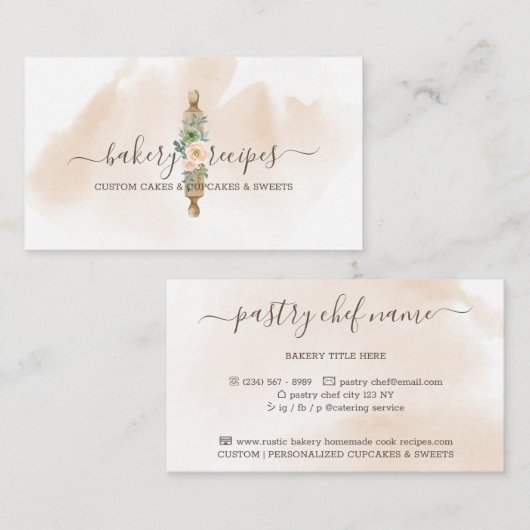 Carte De Visite Chef Rolling Pin Bakery (Devant / Derrière)