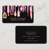 Carte De Visite Chef Rose Cuisine Outils Parties scintillant Faux  (Devant / Derrière)