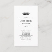 Carte De Visite Chef Royal - Professionnel Moderne Noir Blanc (Dos)