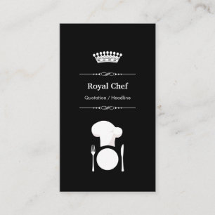 Carte De Visite Chef Royal - Professionnel Moderne Noir Blanc