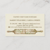 Carte De Visite Chef rustique vanille ivoire Floral Roller boulang (Dos)