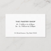Carte De Visite Chef Smiling | Bakery Logo (Dos)