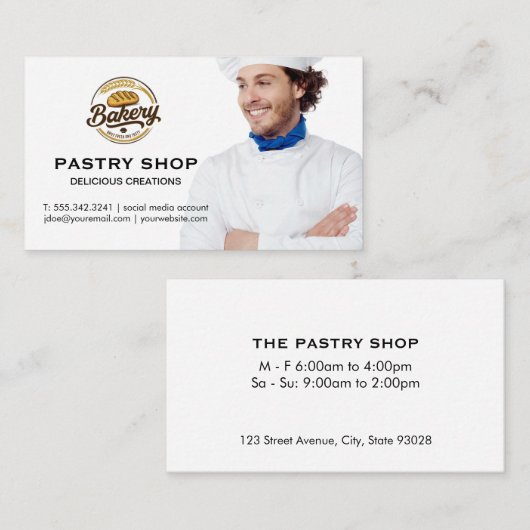 Carte De Visite Chef Smiling | Bakery Logo (Devant / Derrière)