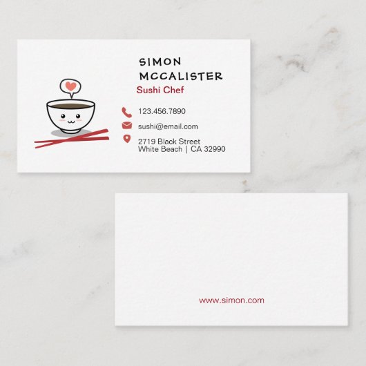 Carte De Visite Chef sushi (Devant / Derrière)