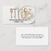 Carte De Visite Chef | Ustensiles de cuisine | Nourriture présenté (Devant / Derrière)