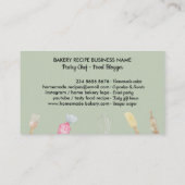 Carte De Visite Chef Vert clair Aquarelle Cuisine Ustensiles Boula (Dos)