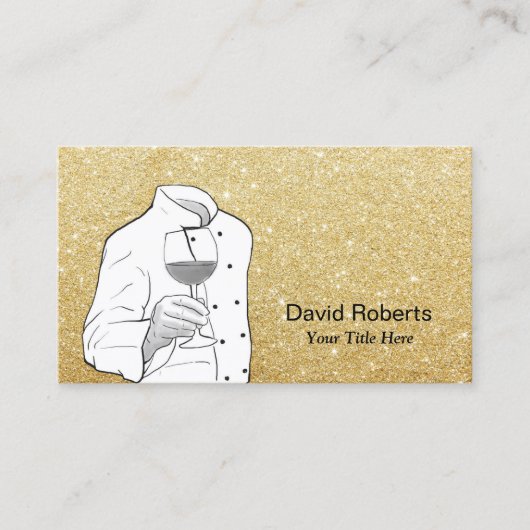 Carte De Visite Chef Wine Sommelier Parties scintillant d'or moder (Devant)