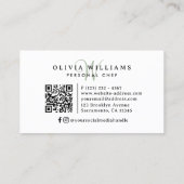 Carte De Visite Chefs Casquette Chef personnel et restauration (Dos)