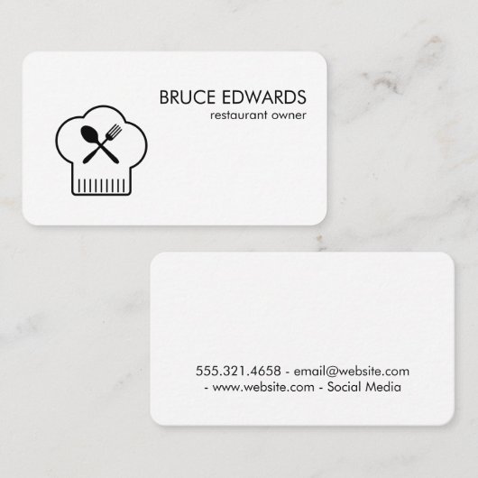Carte De Visite Chefs Casquette Silverware (Devant / Derrière)