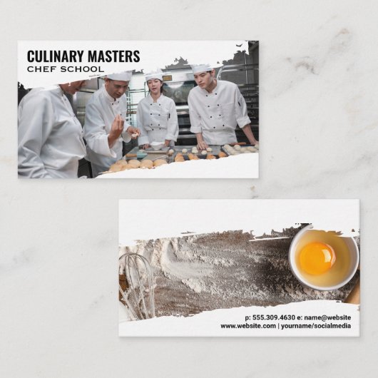 Carte De Visite Chefs en uniforme Apprentissage des pâtisseries (Devant / Derrière)