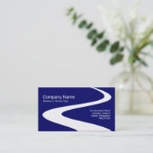 Carte De Visite Chemin ZigZag - Blanc sur Bleu foncé 000066 (Debout devant)