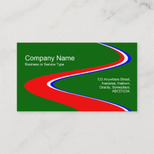 Carte De Visite Chemin ZigZag - Rouge, Blanc et Bleu - Sur Vert