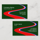 Carte De Visite Chemin ZigZag - Rouge, Blanc et Bleu sur Vert fonc (Devant / Derrière)