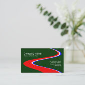 Carte De Visite Chemin ZigZag - Rouge, Blanc et Bleu sur Vert fonc (Debout devant)
