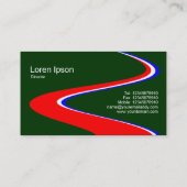 Carte De Visite Chemin ZigZag - Rouge, Blanc et Bleu sur Vert fonc (Dos)