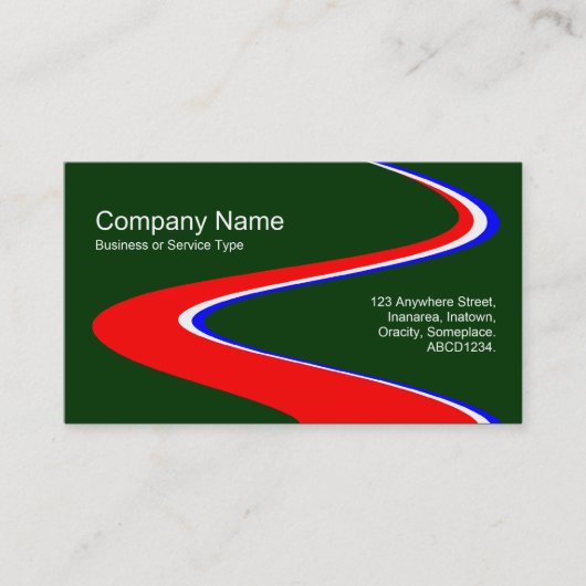 Carte De Visite Chemin ZigZag - Rouge, Blanc et Bleu sur Vert fonc (Devant)