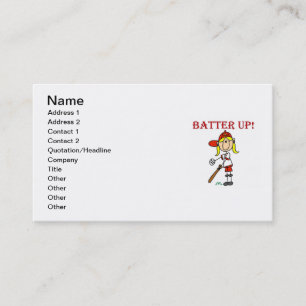 Carte De Visite Chemises de softball pour filles Batter Up avec te