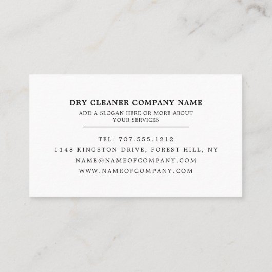 Carte De Visite Chemises propres, Nettoyeurs à sec, Service de net (Dos)
