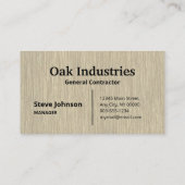 Carte De Visite Chêne naturel Woodgrain Look professionnel (Dos)