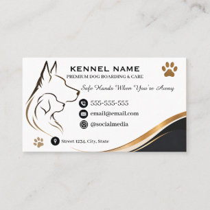 Carte De Visite Chenil de luxe pour chiens Elegant Wave Or Personn