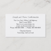 Carte De Visite Cheptels bovins du charolais avec le veau (Dos)