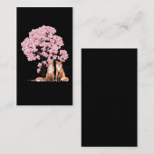Carte De Visite Cherry Blossom japonais beau renard (Devant / Derrière)