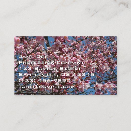 Carte De Visite Cherry Blossoms et Blue Sky Spring Floral (Devant)