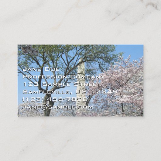 Carte De Visite Cherry Blossoms et le monument de Washington à DC (Devant)