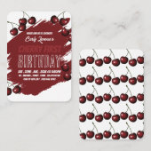 Carte De Visite Cherry Design Berry First Birthday Handout Billets (Devant / Derrière)