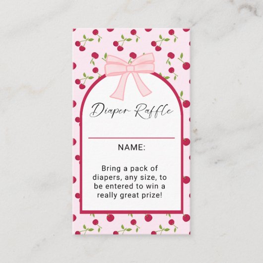 Carte De Visite Cherry On Top Baby Shower Diaper Raffle Game (Devant)
