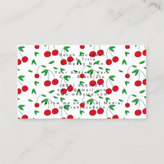 Carte De Visite Cherry Print Retro Moderne Luxe (Dos)