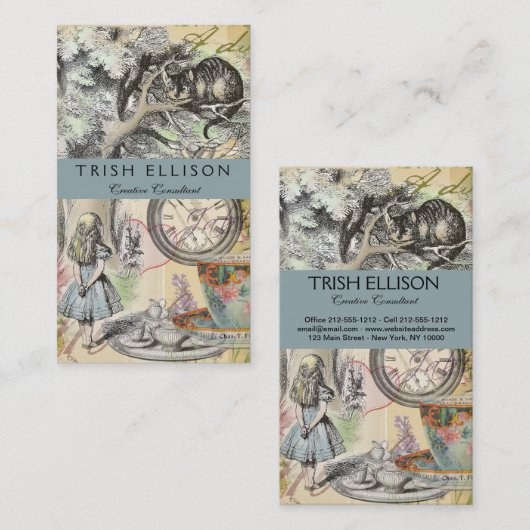 Carte De Visite Cheshire Chat Alice Wonderland Classic (Devant / Derrière)