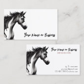 Carte De Visite Cheval Abstrait noir et blanc (Devant / Derrière)
