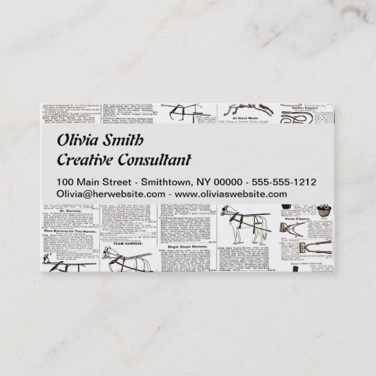 Carte De Visite Cheval Antique Publicité Journal Art (Devant)