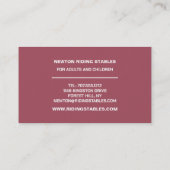 Carte De Visite Cheval artistique, Instructeur d'équitation, Acadé (Dos)