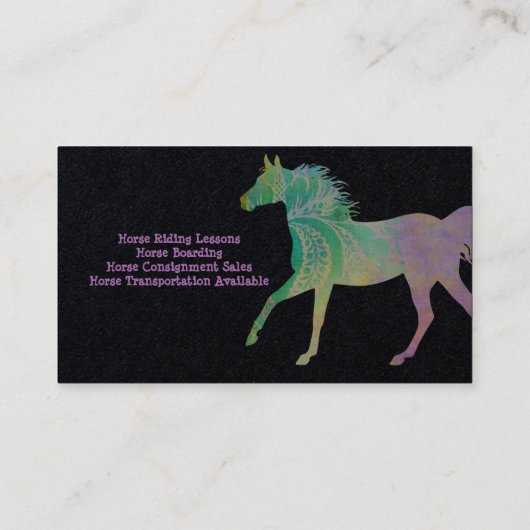 Carte De Visite Cheval Arural en violet sur Arrière - plan noir (Dos)