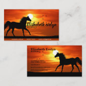 Carte De Visite Cheval Au Coucher Du Soleil Silhouette (Devant / Derrière)