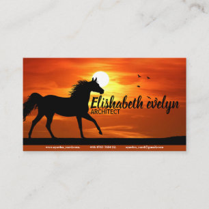 Carte De Visite Cheval Au Coucher Du Soleil Silhouette