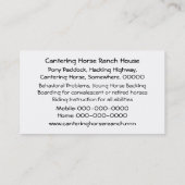 Carte De Visite Cheval blanc avançant à petit galop sur le bleu (Dos)