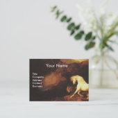 CARTE DE VISITE CHEVAL BLANC ET LION / SYMBOLE VÉTÉRINAIRE CADUCUS (Debout devant)