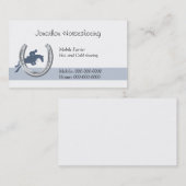 Carte De Visite Cheval bleu sautant par un fer à cheval (Devant / Derrière)