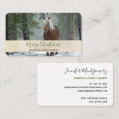 Carte De Visite Cheval Brown pittoresque dans une forêt d'hiver No (Devant / Derrière)