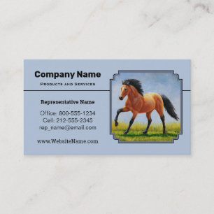 Carte De Visite Cheval Buckskin courant bleu clair