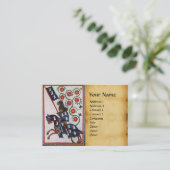 Carte De Visite CHEVAL CHEVAL BLEU ROUGE Roses rouges Parchemin mé (Debout devant)