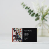 Carte De Visite CHEVAL CHEVAUCHER BLEU Monogramme médiéval Noir (Debout devant)