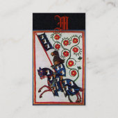 Carte De Visite CHEVAL CHEVAUCHER BLEU Monogramme médiéval Noir (Dos)