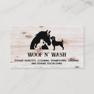 Carte De Visite Cheval Chien Chat Grain de bois