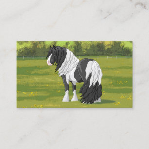 Carte De Visite Cheval d'attelage de la bandelette tzigane noire d