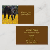 Carte De Visite Cheval de baie dans un champ de fleurs jaunes (Devant / Derrière)